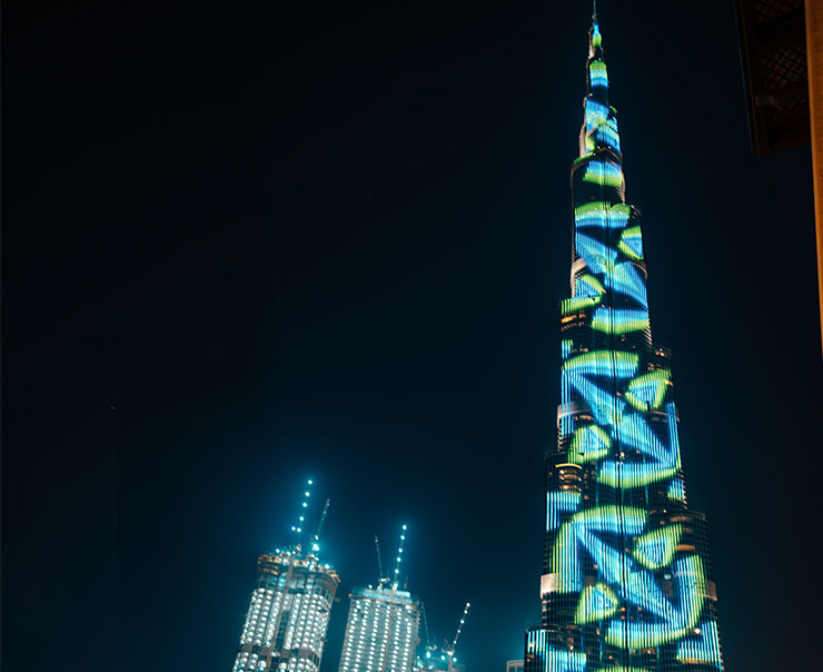 Burj Khalifa lit up to welcome the New Year
